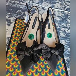 Elegant Black Slingback Heels with Bow FRENCH CONNECTION